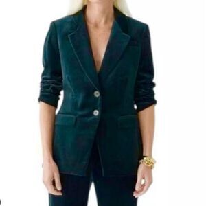 NEW‎ J. Crew Nipped-in blazer in stretch velvet Size 24 teal